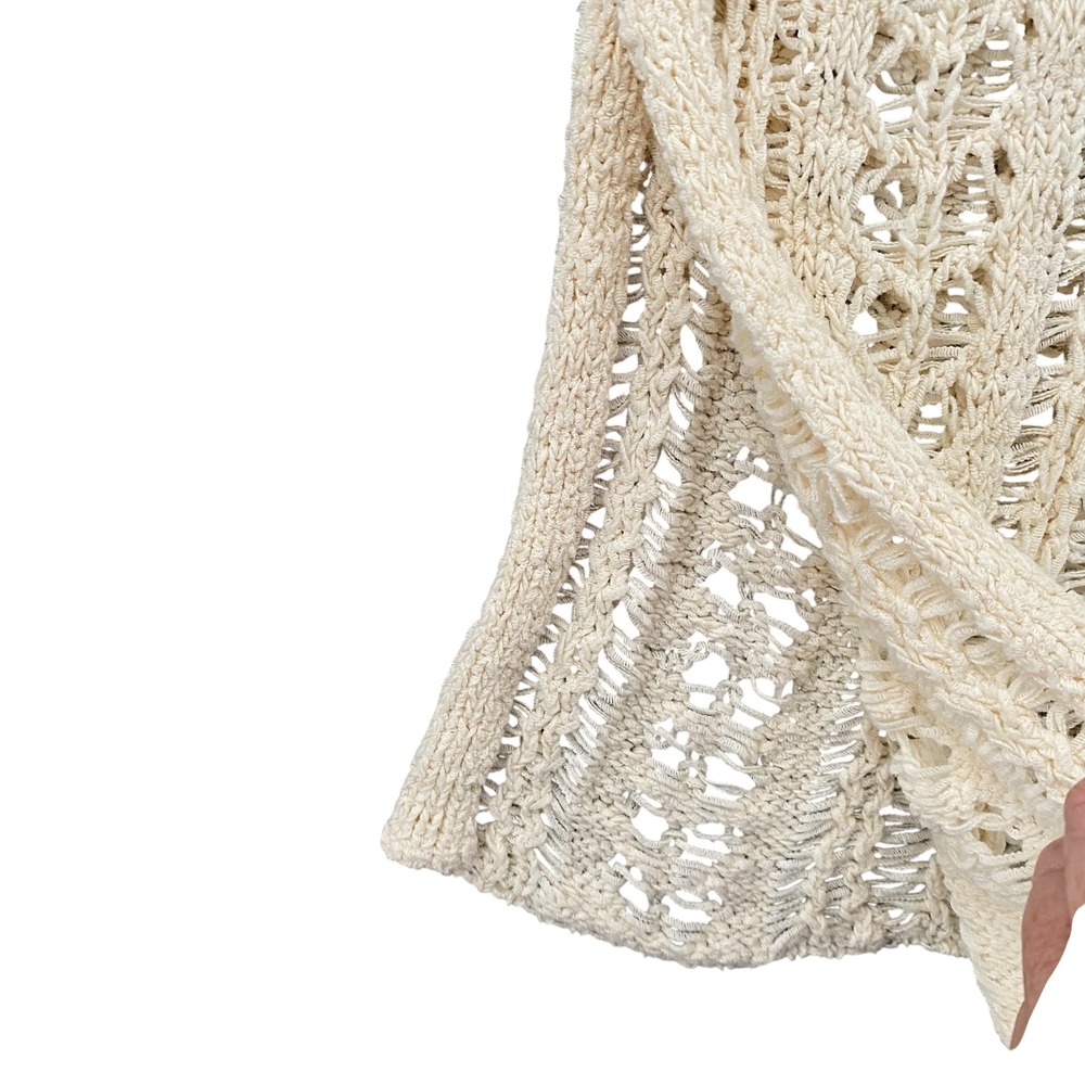 American Eagle Women Cream Open Knit Sleeveless Tank Top Boho Crochet Small - Picture 3 of 11